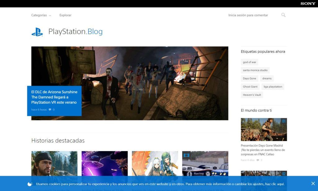 PlayStation Blog, página web de tipo magazine hecha con WordPress