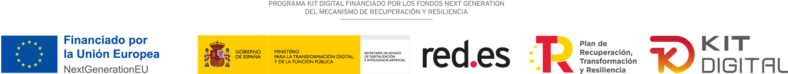 Financiado por la Unión Europea – NextGenerationEU. Gobierno de España, Ministerio para la Transformación Digital y de la Función Pública, Secretaría de Estado de Digitalización e Inteligencia Artificial. Red.es. Plan de Recuperación, Transformación y Resiliencia. Kit Digital.